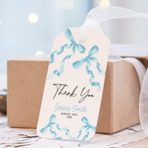 Danke blaues Schleifen-Geschenk-Anhänger Geschenkanhänger