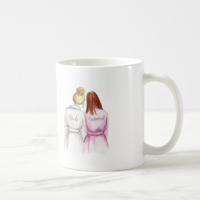 DANKE blonde Brötchen-Braut-langes rotes Mädchen Tasse (Rechts)