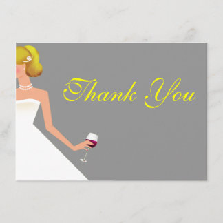 Danke, Blondine auf Silber mit Perlen zu kardieren Dankeskarte