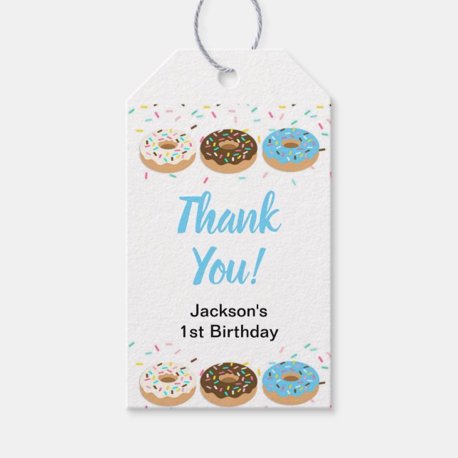 Danke Blue Donut Gastgeschenk Tags Geschenkanhänger (Vorderseite)