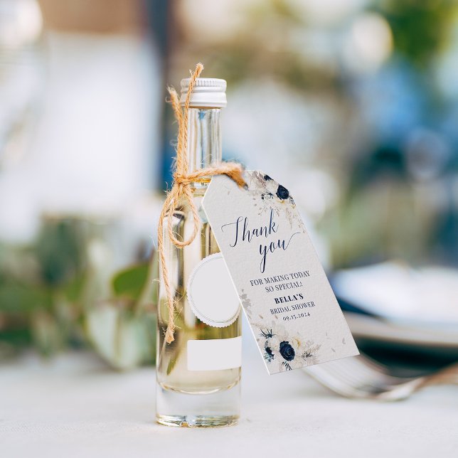 Danke Blue White Floral Bridal Geschenkanhänger (Von Creator hochgeladen)