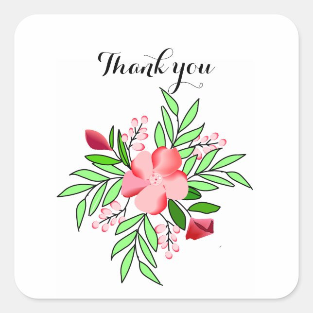 Danke Blumen Aufkleber Etiketten (Vorderseite)