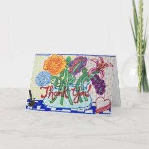 DANKE, BLUMEN, Impressionist-Art ZU MERKEN Dankeskarte