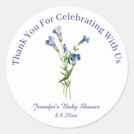 Danke Blumenblauer Babydusche minimaler Chic Runder Aufkleber