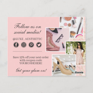 Danke Blush Rosa & Gold Farbe Pinselstriche 4-Foto Postkarte