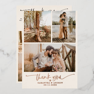 Danke Blush-Schrift Herz 6 Fotos Hochzeit Folieneinladung