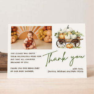 Danke Boho Foto Herbst Kürbis Baby Shower Einladung