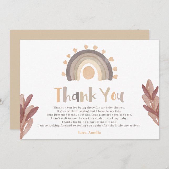 Danke Boho Regenbogensonne Babydusche (Vorne/Hinten)