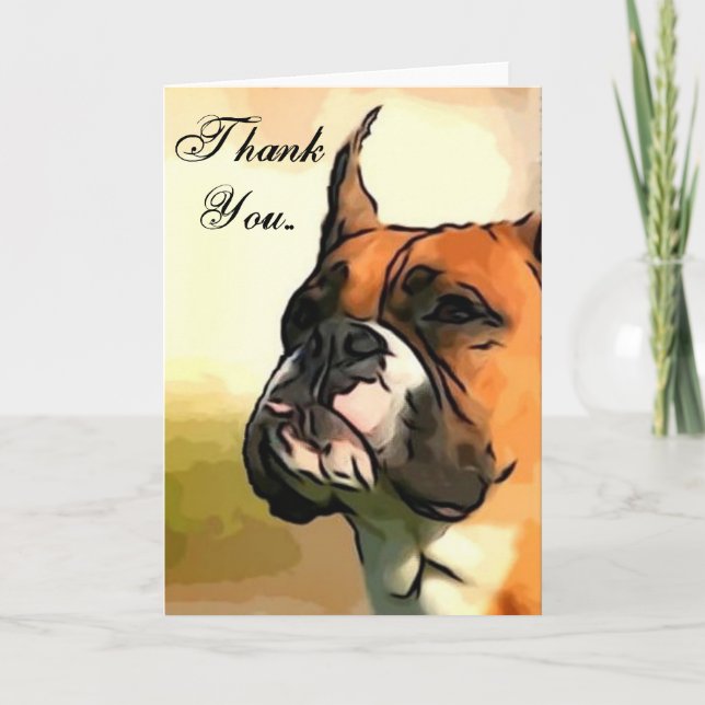 Danke, Boxer Hund begrüßt Autos Dankeskarte (Vorderseite)