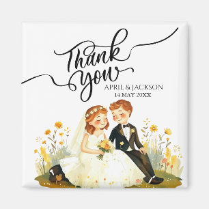 Danke Bräutigam Braut Illustration Magnet