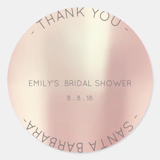Danke Brautparty Pink Rose Pearly Champlain Runder Aufkleber (Vorderseite)