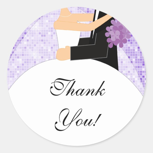 Danke Brautparty Sticker Bride Groom Lila (Vorderseite)