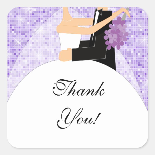 Danke Brautparty Sticker Bride Groom Lila (Vorderseite)