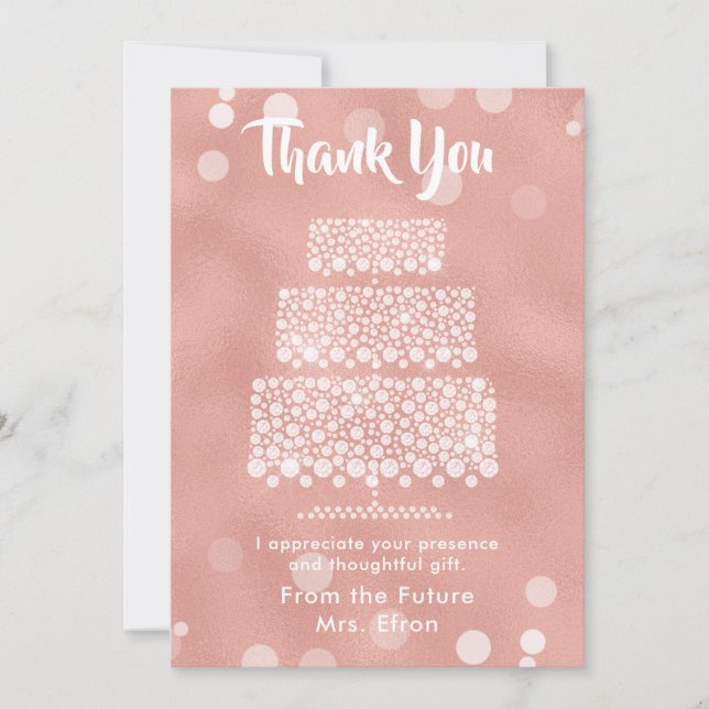 Danke Brautparty Wedding Cake Rose Gold (Vorderseite)