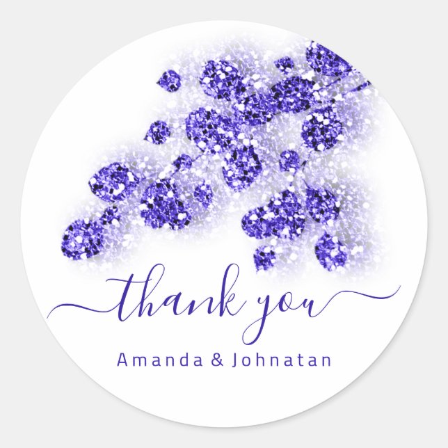 Danke Bridal Sweet16th Floral White Royal Blue Runder Aufkleber (Vorderseite)