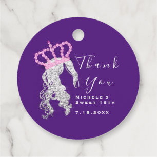 Danke Bridal Sweet 16. Princess Lila Crown Pink Geschenkanhänger