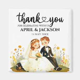 Danke, Bride Groom Ilustration Magnet