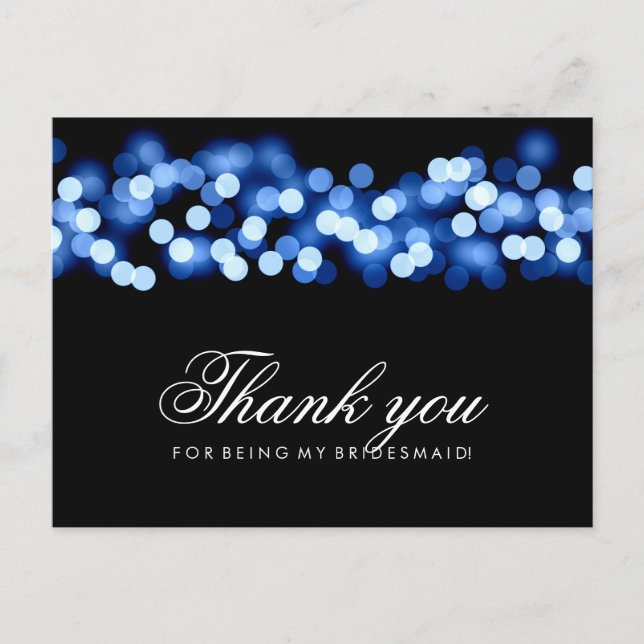 Danke Bridesmaid Blue Hollywood Glam Postkarte (Vorderseite)