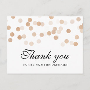 Danke Bridesmaid Kupfer Foil Glitzer Lights Postkarte