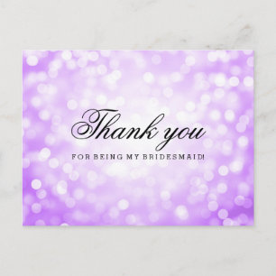 Danke Bridesmaid Lila Glitzer Lights Postkarte