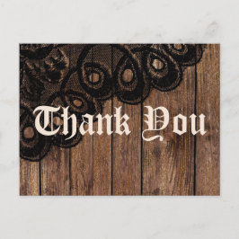 Danke Brown Wood und Black Imitats Lace Postkarte