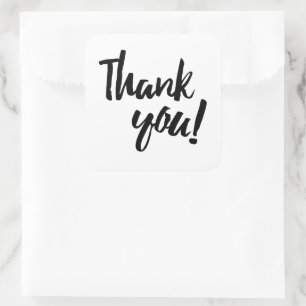 Danke Brushstroke Script Black Typografy Quadratischer Aufkleber