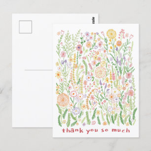 Danke Bunte Blumen Felder Wiese Blumenflor  Postkarte