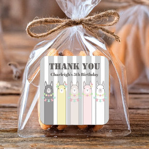 Danke Bunte Lamas Kinder Geburtstagsgeschenk Quadratischer Aufkleber