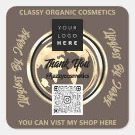 Danke Business QR Code Logo Weltkarte Elfenbeinküs Quadratischer Aufkleber