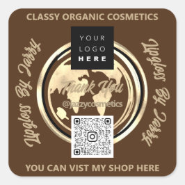 Danke Business QR Code Logo World Map Earth Brown Quadratischer Aufkleber