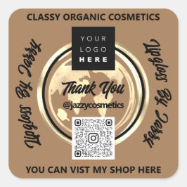 Danke Business QR Code Logo World Map Earth Brown Quadratischer Aufkleber