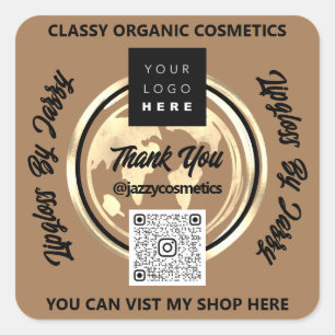Danke Business QR Code Logo World Map Earth Brown Quadratischer Aufkleber