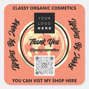Danke Business QR Code Logo World Map Earth Coral Quadratischer Aufkleber