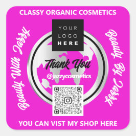 Danke Business QRCode Logo Silver Map Globe Shop Quadratischer Aufkleber