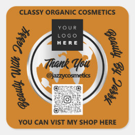 Danke Business QRCode Logo Silver Map Honey Quadratischer Aufkleber