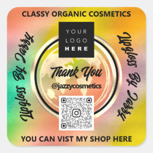 Danke Business QRCode Logo Welt Erde Holografisch Quadratischer Aufkleber