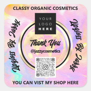 Danke Business QRCode Logo Welt Erde Holografisch Quadratischer Aufkleber