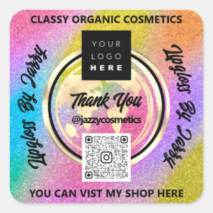 Danke Business QRCode Logo World Earth Glitzer Quadratischer Aufkleber