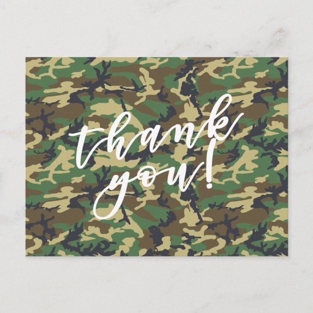 Danke! Camouflage Woodland Military Print Postkarte (Vorderseite)