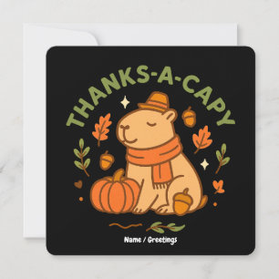 Danke-Capy Niedlicher Capybara Thanksgiving Retro Einladung