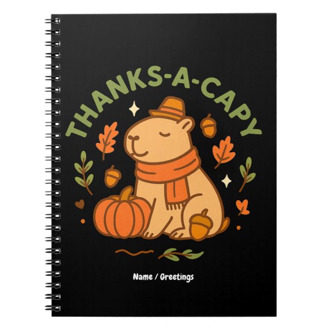 Danke-Capy Süße Capybara Thanksgiving Retro  Notizblock (Vorderseite)