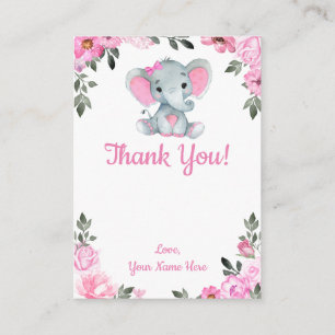 Danke Card Girl Elephant Dusche Rosa Rustikal Begleitkarte