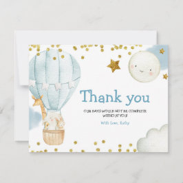 Danke Card Hot Air Ballon Animals Baby Dusche