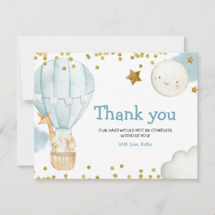 Danke Card Hot Air Ballon Animals Baby Dusche