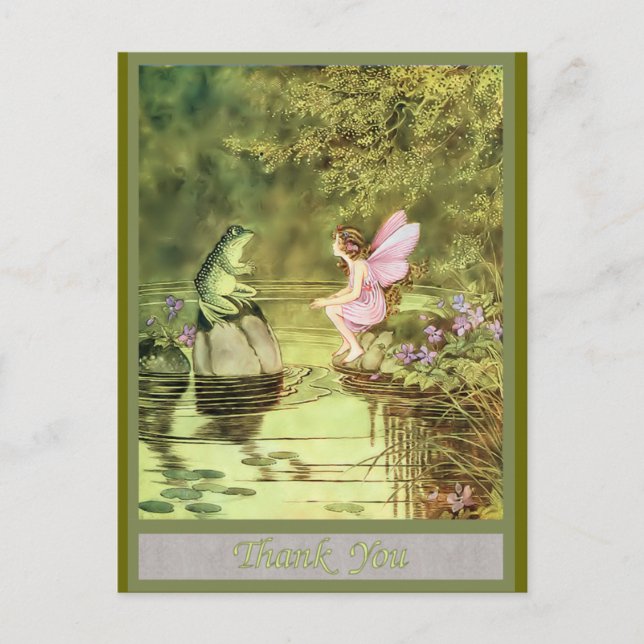 Danke, Card mit Fairy und Frosch Postkarte (Vorderseite)