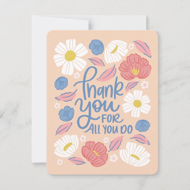 Danke Card - Peachy Florals (Vorderseite)