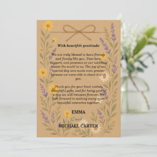 Danke Card Rustic Wildblume Kraft