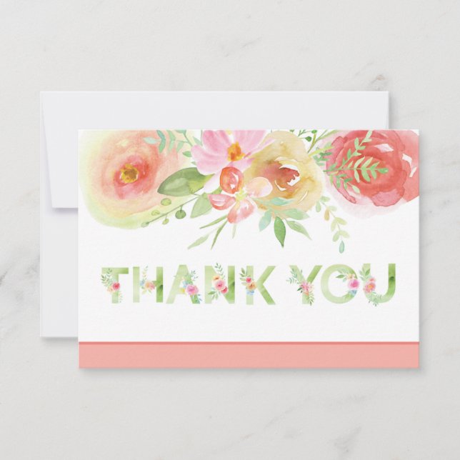 Danke, Card, Spring Watercolor Blume Dankeskarte (Vorderseite)