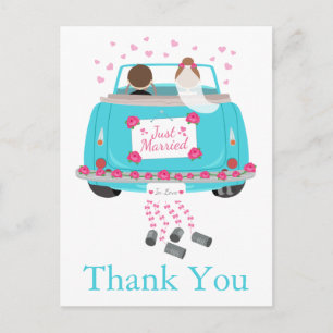 Danke Cartoon Braut Bräutigam Blau Rosa Hochzeit Postkarte