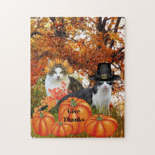 Danke Cat Pumpkin Patch Erntedank Puzzle
